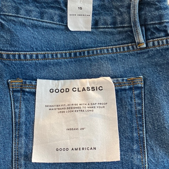 Good American Good Classic Skinnyish Fit High Rise Womens 15 Inseam 28 NWT New - Picture 2 of 10